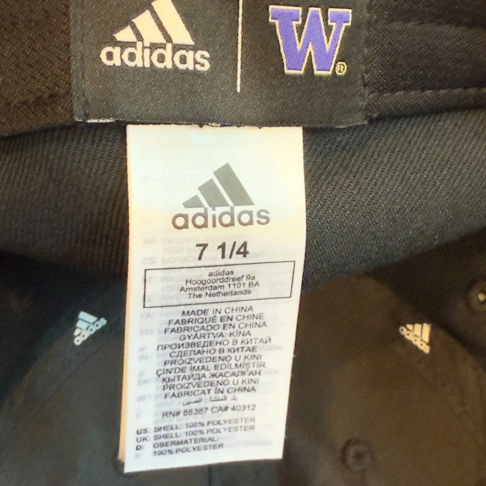 Washington Huskies‎ Adidas Hat Cap size 7 1/4 Black Purple
